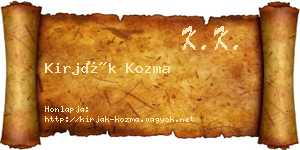 Kirják Kozma névjegykártya